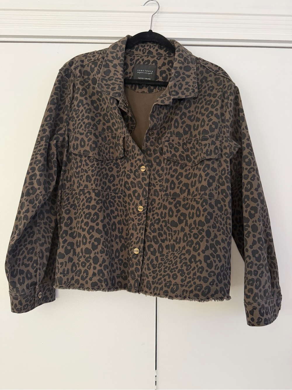 Sanctuary Brown Leopard Print Jean Jacket